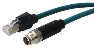 PXPTPU12FIM08XRJ030PU - BULGIN / PARTNER STOCK - PXPTPU12FIM08XRJ030PU - Sensor Cable, Cat6a, M12 Sensor Straight 8 Position Plug, RJ45 Plug, 8 Positions, 3 m, 9.8 ft