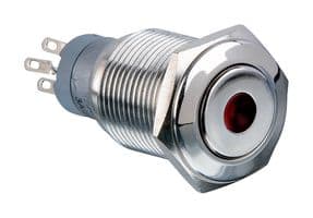 MP0045/1E1RD220S - BULGIN / PARTNER STOCK - MP0045/1E1RD220S - Vandal Resistant Switch, MP0045/1E Series, 16.2 mm, DPDT, Off-On, Round Flush, Natural