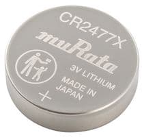 CR2477X - MURATA - CR2477X - Battery, 3 V, CR2477, Lithium Manganese Dioxide, 1 Ah, Pressure Contact, 1