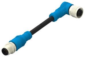 T4162124005-001 - TE CONNECTIVITY - T4162124005-001 - Sensor Cable, M12 Plug, 90° M12 Receptacle, 5 Positions, 500 mm, 19.7 ", T416 Series