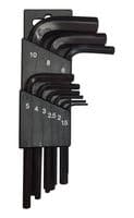 K150HX2100-1 - DURATOOL - K150HX2100-1 - Hex Key Set, Short Series, 1.5mm to 10mm, Storage Bracket, 9 Pieces