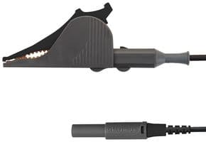 KML 7852 AU / SAK / 150 / SW - SCHUTZINGER - KML 7852 AU / SAK / 150 / SW - Test Patch Lead, 4mm Banana Plug, Shrouded, Kelvin Clip, 4.9 ft, 1.5 m, Black, 10 A