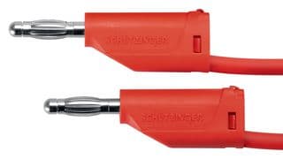 MFK 15 / 1 / 100 / RT - SCHUTZINGER - MFK 15 / 1 / 100 / RT - Banana Test Lead, 4mm Stackable Banana Plug, 4mm Stackable Banana Plug, 3.3 ft, 1 m, Red, 16 A