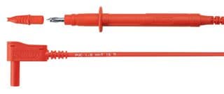 SPL 7312 NI / 1 / 100 / RT - SCHUTZINGER - SPL 7312 NI / 1 / 100 / RT - Test Tip Probe, Test Tip Probe, 4mm Right Angle Banana Plug, Shrouded, 3.3 ft, 1 m, Red, 16 A