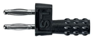 KURZ 5741 / 5.08-2 IG MB NI / SW - SCHUTZINGER - KURZ 5741 / 5.08-2 IG MB NI / SW - Banana Test Connector, Plug, Cable Mount, 12 A, 70 VDC, Nickel Plated Contacts, Black