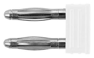 KURZ 6730 / 5.08-2 IG NI / WS - SCHUTZINGER - KURZ 6730 / 5.08-2 IG NI / WS - Banana Test Connector, Plug, Cable Mount, 12 A, 60 VDC, Nickel Plated Contacts, White