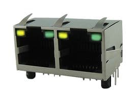 RJE392881410 - AMPHENOL COMMUNICATIONS SOLUTIONS - RJE392881410 - Modular Connector, RJ45 Jack, 1 x 2 (Ganged), 8P8C, Through Hole Mount