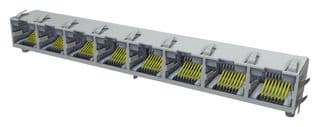 RJE398881400 - AMPHENOL COMMUNICATIONS SOLUTIONS - RJE398881400 - Modular Connector, RJ45 Jack, 1 x 8 (Ganged), 8P8C, Through Hole Mount