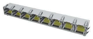 RJE398881410 - AMPHENOL COMMUNICATIONS SOLUTIONS - RJE398881410 - Modular Connector, RJ45 Jack, 1 x 8 (Ganged), 8P8C, Through Hole Mount