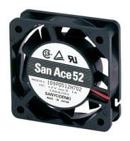 109P0524A701 - SANYO DENKI - 109P0524A701 - DC Axial Fan, 24 V, Square, 52 mm, 15 mm, Ball Bearing, 13.24 CFM