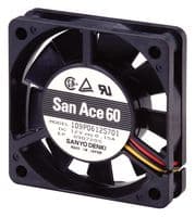 109P0605M701 - SANYO DENKI - 109P0605M701 - DC Axial Fan, 5 V, Square, 60 mm, 15 mm, Ball Bearing, 10.6 CFM