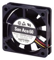 109P0624H7D01 - SANYO DENKI - 109P0624H7D01 - DC Axial Fan, 24 V, Square, 60 mm, 15 mm, Ball Bearing, 14.1 CFM