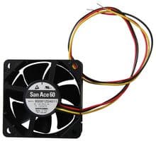 9S0612S4011 - SANYO DENKI - 9S0612S4011 - DC Axial Fan, 12 V, Square, 60 mm, 25 mm, Ball Bearing, 26.1 CFM