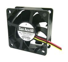9S0612P4H01 - SANYO DENKI - 9S0612P4H01 - DC Axial Fan, 12 V, Square, 60 mm, 25 mm, Ball Bearing, 20.5 CFM