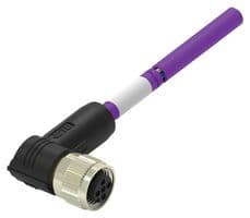 TAA754A5501-002 - TE CONNECTIVITY - TAA754A5501-002 - Sensor Cable, 5P, DeviceNet, 90° M12 Receptacle, Free End, 5 Positions, 1 m, 3.28 ft