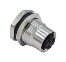 859RD04-203R004 - NORCOMP - 859RD04-203R004 - Sensor Connector, VULCON Series, M12, Female, 4 Positions, Solder Socket, Straight Panel Mount
