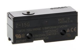 Z-15G - OMRON INDUSTRIAL AUTOMATION - Z-15G - Microswitch, Standard, Pin Plunger, SPDT, Solder Lug, 15 A, 14 V