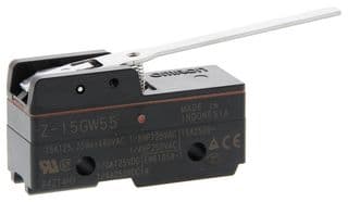 Z-15GW55 - OMRON INDUSTRIAL AUTOMATION - Z-15GW55 - Microswitch, Standard, Hinge Lever, SPDT, Solder Lug, 15 A, 14 V