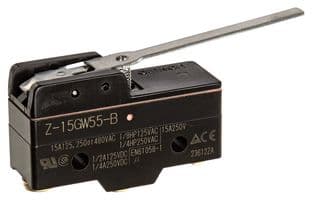 Z-15GW55-B - OMRON INDUSTRIAL AUTOMATION - Z-15GW55-B - Microswitch, Standard, Hinge Lever, SPDT, Screw, 15 A, 14 V