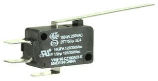 V15H16-CZ100A03-K - HONEYWELL - V15H16-CZ100A03-K - Microswitch, Standard, Hinge Lever, SPDT, Quick Connect, 16 A