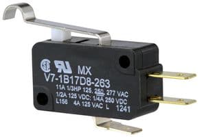V7-1B17D8-263 - HONEYWELL - V7-1B17D8-263 - Microswitch, Miniature, Simulated Roller Lever, SPDT, Quick Connect, 11 A, 250 V