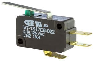 V7-1S17D8-022 - HONEYWELL - V7-1S17D8-022 - Microswitch, Miniature, Short Lever, SPDT, Quick Connect, 1 A