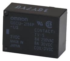 G6CU-2114P-US DC3 - OMRON ELECTRONIC COMPONENTS - G6CU-2114P-US DC3 - Power Relay, SPST-NO, SPST-NC, 3 VDC, 8 A, G6C Series, Through Hole, Latching Single Coil