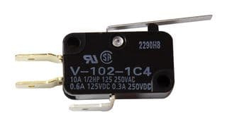 V-102-1C4 BY OMI - OMRON ELECTRONIC COMPONENTS - V-102-1C4 BY OMI - Microswitch, Miniature, Hinge Lever, SPDT, Quick Connect, 10 A