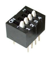 CES-0402MC - NIDEC COMPONENTS - CES-0402MC - DIP / SIP Switch, 4 Circuits, Slide, Through Hole, SPST, 6 V, 100 mA
