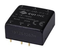 PDQE30-Q48-S12-D - CUI - PDQE30-Q48-S12-D - Isolated Through Hole DC/DC Converter, ITE, DIP, 4:1, 30 W, 1 Output, 12 V