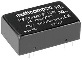 MPRA2405ZP-10W - MULTICOMP PRO - MPRA2405ZP-10W - Isolated Through Hole DC/DC Converter, ITE, DIP, 4:1, 10 W, 2 Output, 5 V