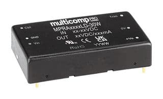 MPRA2405LD-30W - MULTICOMP PRO - MPRA2405LD-30W - Isolated Through Hole DC/DC Converter, ITE, DIP, 4:1, 30 W, 2 Output, 5 V