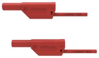 VSFK 8500 / 1 / 100 / RT - SCHUTZINGER - VSFK 8500 / 1 / 100 / RT - Test Patch Lead, Banana , 4mm Stackable Banana Plug, Shrouded, 4mm Stackable Banana Plug, Shrouded
