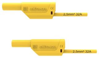 VSFK 8500 / 2.5 / 100 / GE - SCHUTZINGER - VSFK 8500 / 2.5 / 100 / GE - Test Patch Lead, Banana , 4mm Stackable Banana Plug, Shrouded, 4mm Stackable Banana Plug, Shrouded