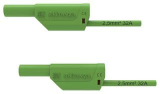 VSFK 8500 / 2.5 / 100 / GN - SCHUTZINGER - VSFK 8500 / 2.5 / 100 / GN - Test Patch Lead, Banana , 4mm Stackable Banana Plug, Shrouded, 4mm Stackable Banana Plug, Shrouded