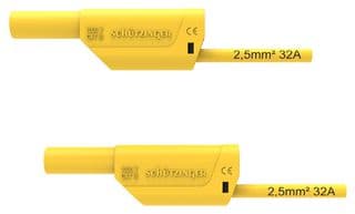VSFK 8700 / 2.5 / 100 / GE - SCHUTZINGER - VSFK 8700 / 2.5 / 100 / GE - Test Patch Lead, Banana , 4mm Stackable Banana Plug, Shrouded, 4mm Stackable Banana Plug, Shrouded
