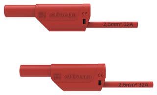 VSFK 8700 / 2.5 / 100 / RT - SCHUTZINGER - VSFK 8700 / 2.5 / 100 / RT - Test Patch Lead, Banana , 4mm Stackable Banana Plug, Shrouded, 4mm Stackable Banana Plug, Shrouded