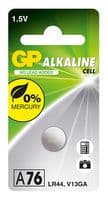 GPPBAA76F061 - GP BATTERIES - GPPBAA76F061 - Battery, 1.5 V, A76, Alkaline, 110 mAh, Pressure Contact, 1