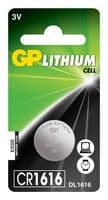 GPPBL1616027 - GP BATTERIES - GPPBL1616027 - Battery, 3 V, 1616, Lithium Manganese Dioxide, 55 mAh, Pressure Contact, 1