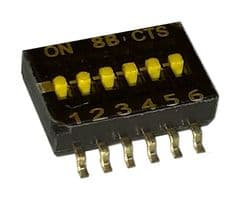 218-6LPST - CTS - 218-6LPST - DIP / SIP Switch, 6 Circuits, Flush Slide, Surface Mount, SPST, 50 V, 100 mA