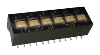 204-126ST - CTS - 204-126ST - DIP / SIP Switch, 6 Circuits, Slide, Surface Mount, SPDT, 50 V, 100 mA