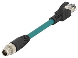 TCX3872A202-004 - TE CONNECTIVITY - TCX3872A202-004 - Sensor Cable, X-Code, M12 Plug, RJ45 Plug, 8 Positions, 3 m, 9.8 ft