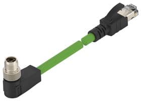 TCX38825102-002 - TE CONNECTIVITY - TCX38825102-002 - Sensor Cable, X-Code, 90° M12 Plug, RJ45 Plug, 8 Positions, 1 m, 3.3 ft
