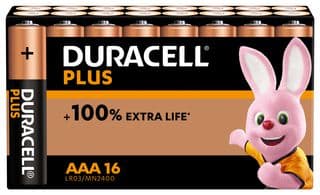 MN2400 P16+/PWR - DURACELL - MN2400 P16+/PWR - Battery, 1.5 V, AAA, Alkaline, Raised Positive and Flat Negative, 16