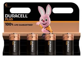 MN1400 P4 +/PWR - DURACELL - MN1400 P4 +/PWR - Battery, 1.5 V, C, Alkaline, Raised Positive and Flat Negative, 4
