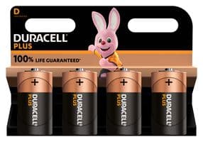 MN1300 P4 +/PWR - DURACELL - MN1300 P4 +/PWR - Battery, 1.5 V, D, Alkaline, Raised Positive and Flat Negative, 4