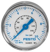 162838 - FESTO - 162838 - Pressure Gauge, 10 bar, -20 °C to 60 °C, MA Series