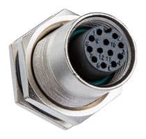 M12A-02PFFP-SF8001 - AMPHENOL LTW - M12A-02PFFP-SF8001 - Sensor Connector, M Series, M12, Female, 2 Positions, PCB Socket, Straight Panel Mount