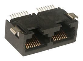 43841-0003 - MOLEX - 43841-0003 - Modular Connector, RJ45 Jack, 1 x 2 (Ganged), 8P8C, Cat3, Surface Mount
