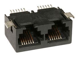 43841-0005 - MOLEX - 43841-0005 - Modular Connector, Modular Jack, 1 x 2 (Ganged), 6P6C, Cat3, Surface Mount